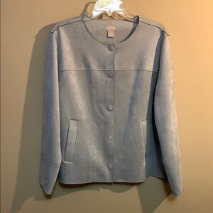 Chico’s Women's Faux Suede Jacket 16/18 Grey Office Minimalist Preppy